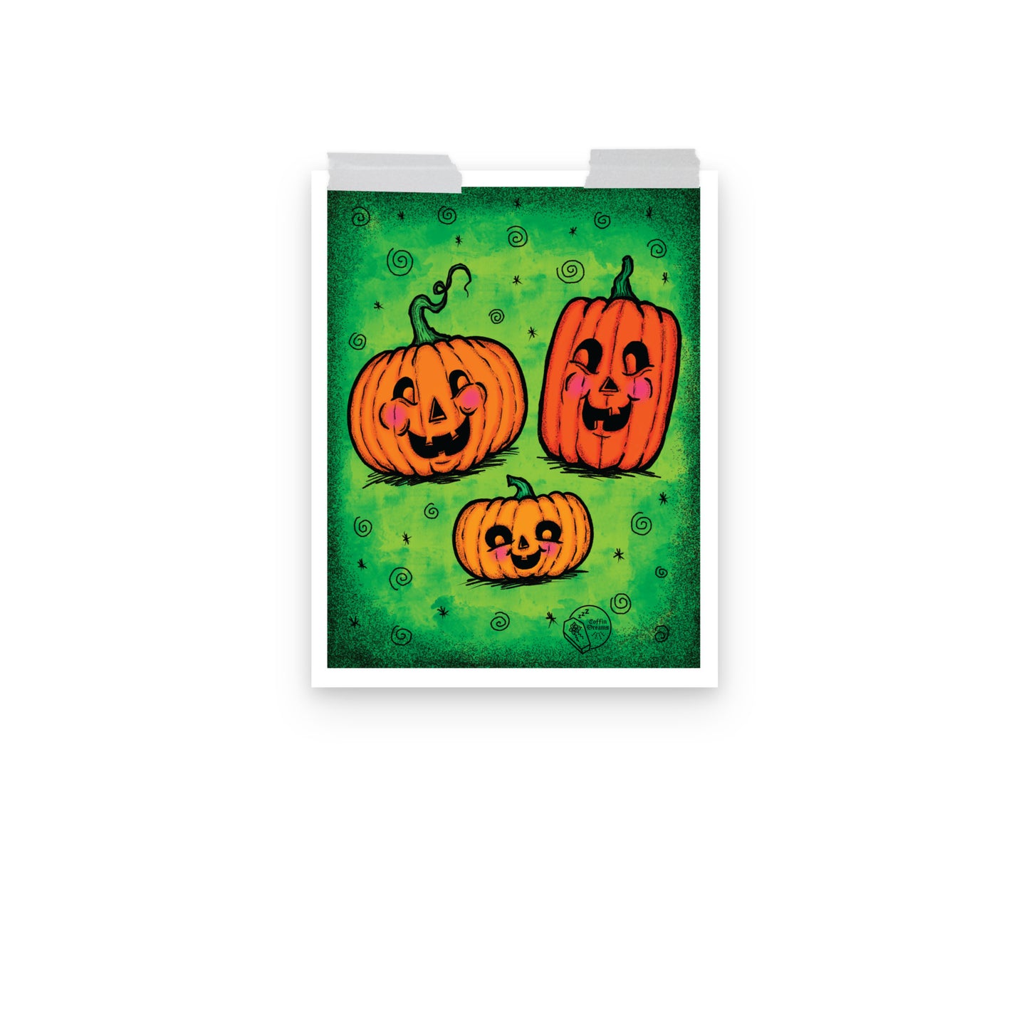Vintage Halloween Pumpkin Family Print