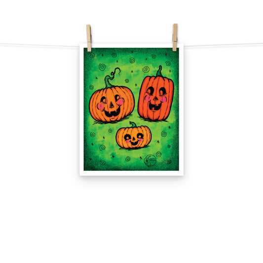 Vintage Halloween Pumpkin Family Print