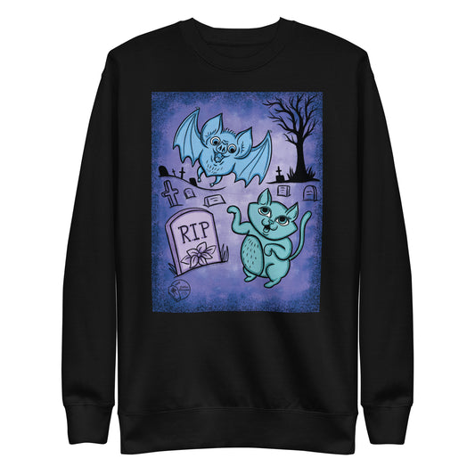 Vintage Halloween Bat & Cat Crew Neck