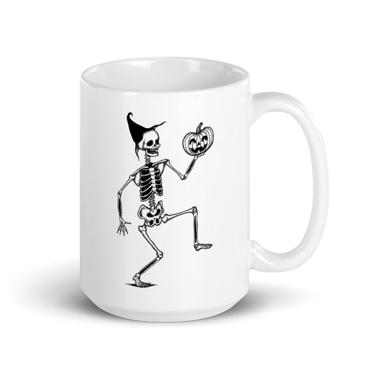 Dancing Pumpkin Skeleton Mug