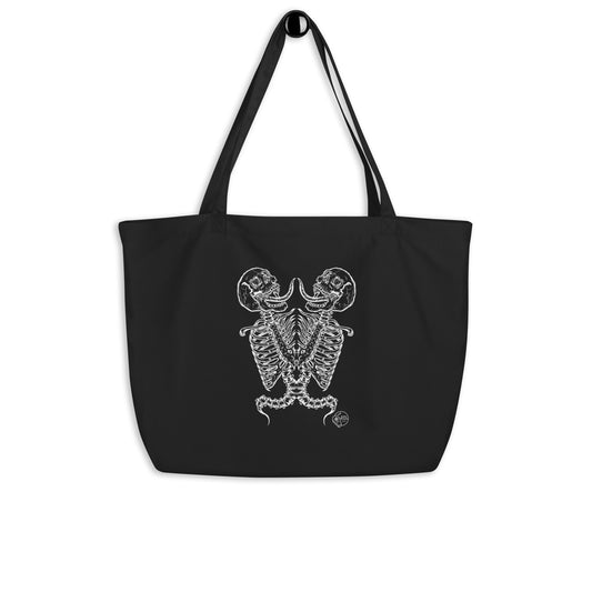 Large organic Skeleton Twins tote bag